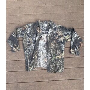 FieldStaff Shirt Mens Large Multicolor Camo Fleece Button Up Hunting Mossy Oak
